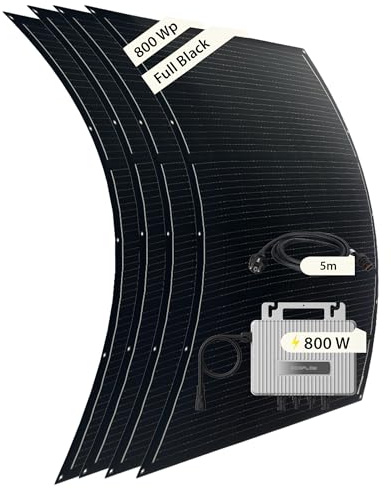 VALE Balkonkraftwerk 800 Wp Full Black - Flexible Module - EcoFlow Stream | ultraleicht und rahmenlos - halterungsfrei montierbar auf Balkon, Dach, Terrasse - IP68-Schutz