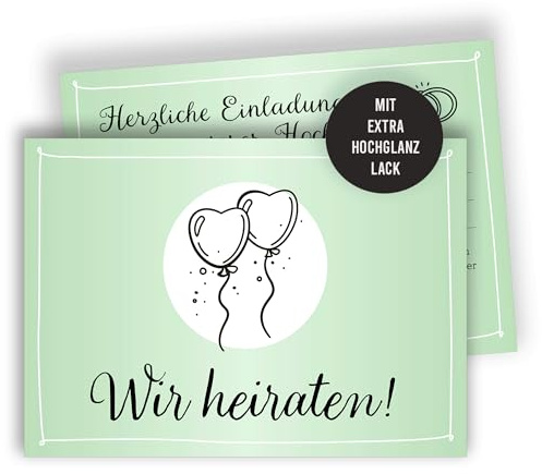 Edition Colibri 10 Einladungskarten Hochzeit - Einladungskarte zur Hochzeitsfeier, Set, Einladung Hochzeit, Trauung, Brautpaar, Liebe, Hochzeitskarte, Luftballons, A6