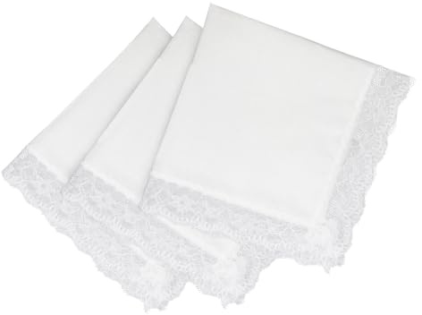 Gsyziux 3/6 PCS Cotton Handkerchiefs for Women Girls, Lace Ladies handkerchief White Hankies for Wedding Bride Daily (Style 2-3pcs)