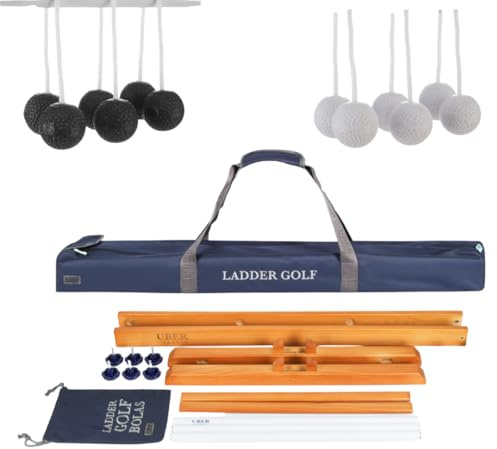 DOCTOR SPORT Leitergolf Set professionelle Qualität mit Holzgestell, Weiche Bolas in 4 Farben, Luxus Tragetasche, Premium Outdoor Spiel, offiziell und turniertauglich