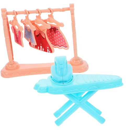 CLISPEED 1 Ensemble Set de Décoration Miniature pour Maison de Poupée Ensemble de Fer à Repasser et Table à Repasser Miniatures Accessoires Ludiques pour Créer Une Atmosphère Romantique