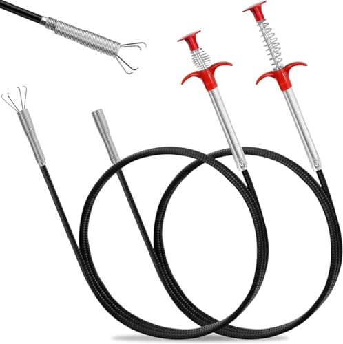 JUGUTA Lot De 2 Furet Deboucheur Canalisation, 200 Cm/90Cm Furet Plomberie, Pinces À Griffes Flexibles, Tige Deboucheur Canalisation, Pince Télescopique Pour Cuisine, Salle De Bain Et Égouts
