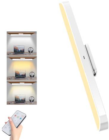 LED Under Cabinet Kitchen Lights, Dimmable 3 Colors Magnetic Wireless Light, Remote Touch Control, USB Rechargeable Battery Under Counter Lights for Cupboard, Wardrobe, Mirror, Shelf (White 1 Pack)