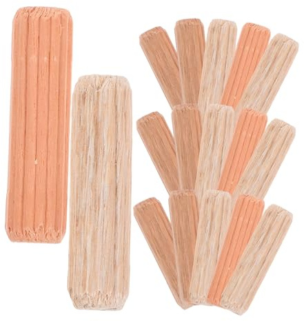 CLISPEED 100 Stück Holzdübel aus Hartholz Geriffelte Rundstäbe für Möbelverbindung DIY Holzverbinder Stabile Möbelbefestigung ohne Schraublöcher Präzise Passform für Möbelmontage