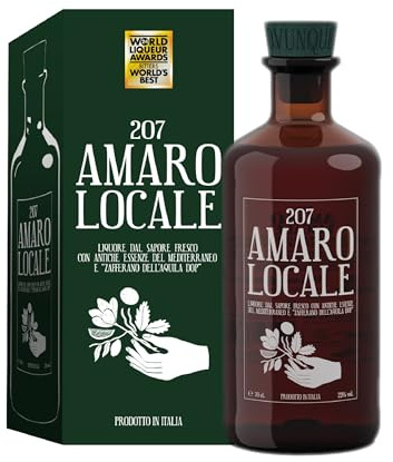 207 Amaro Locale, Miglior Amaro al Mondo 2024, Artigianale con Zafferano DOP, vol 23%, 70 CL