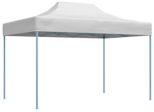 Tente de Réception Pliable, 3x4 m en Acier Blanc, Chapiteau de Jardin Exterieur avec Toit Oxford 600D, Résistant aux UV et Eau, pour Marchés, Mariages, Festivals, Blanc, 400x300x235 cm