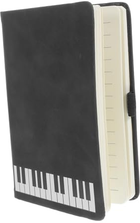 TOGEVAL Cuaderno Musical con Cubierta de PU Diseño de Piano y Marcador de Notas Papel para Escritura Diario y Bocetos para Estudiantes y Oficina