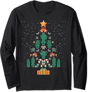 Succulent Cactus Christmas Tree Xmas Long Sleeve T-Shirt