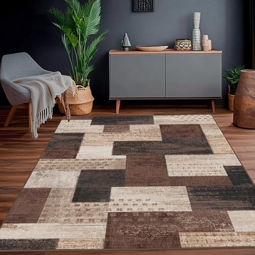 Calinline Chocolate Large Machine Washable Living Room Rug, 120x160 cm