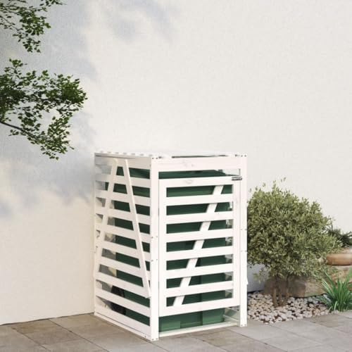 Générique Abri pour Poubelle sur roulettes Blanc Bois Massif de pin,Maison & Jardin,Produits ménagers,Accessoires pour conteneurs à déchets,Cache-conteneurs à déchets,825101