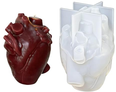 Stampo a Forma di Cuore Anatomico Umano - Forniture per Candele 3D,Stampo per Gesso - per Gesso Sapone Resina Craft Cioccolato Feste Casa Amici Famiglia