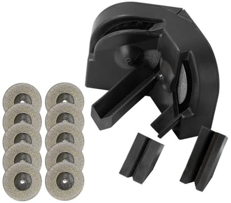 OVAQUIXI Drill Bit Sharpener Set, ABS Material, 10 Grinding Discs, 3 Auxiliary Tools, Efficient for Electric Drills (Black)