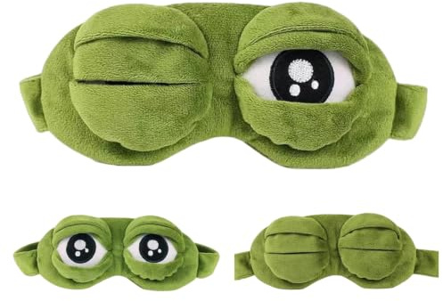 Masque de Sommeil Grenouille, Doux Masque pour Les Yeux en Peluche, Couverture Amusante pour Voyage et Repos, Cadeau Rigolo pour Hommes Femmes Enfants