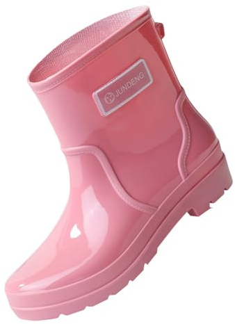 Stivali di gomma da donna, taglia 40, a mezza altezza, impermeabili, antiscivolo, leggeri, comodi, in tinta unita, da pesca, da giardino, Colore: rosa., 40 EU
