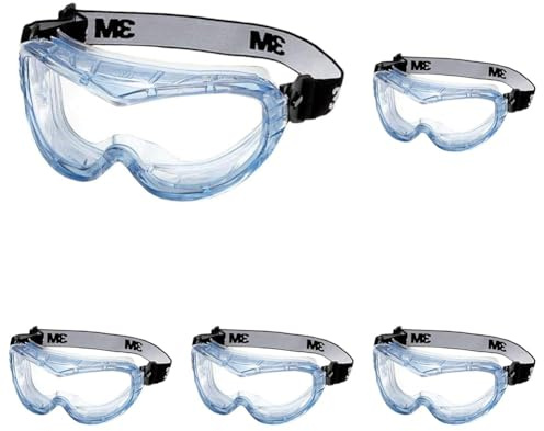 3M Fahrenheit Vollsicht-Schutzbrille (5 Stück), indirektes Belüftungssystem, Bietet Platz zum Tragen einer Korrektionsbrille, Antikratz-/Antibeschlag-Beschichtung, klare Polycarbonatscheibe