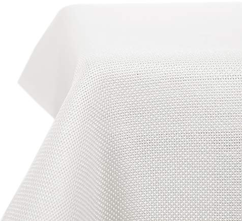 Deconovo Tischdecke Leinenoptik Lotuseffekt Tischwäsche Wasserabweisend Tischtuch, 130x220 cm, Weiß, 1 Stück