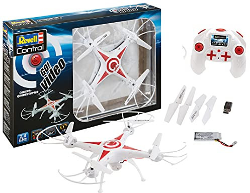 Revell 23858 RC Kamera-Quadrocopter GO Video, GHz, Akku, Flip-Funktion, Rotorschutz, Geschwindigkeitsstufen ferngesteuerter Quadcopter, weiß, 31cm