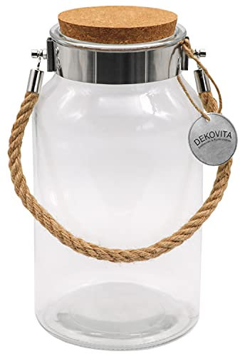 Dekovita Vorratsglas 5l - Glasbehälter mit Korkdeckel - Ø16x30cm Gartenlaterne Kordel Terrarium-Glas