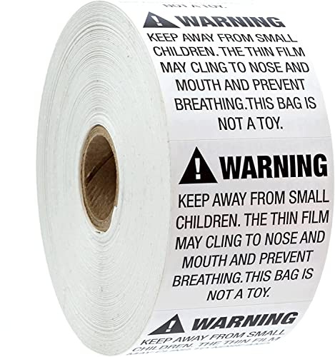 Suffocation Warning Labels / 1000 FBA Suffocation Alert Stickers / 2 x 2 Square Packaging Notice Label/Made in The USA