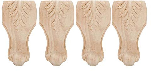 Möbelfüße Holz, Geschnitzte Beine, 4 Stücke Unbehandelt, 15x6cm für Sofa, Couch, Stuhl, Ottomane, Zweisitzer, Tisch, Schrank