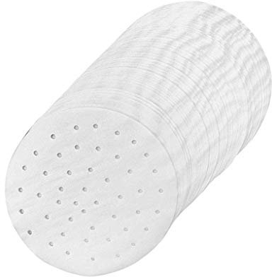 Fangfeen 100pcs Air Fryer Liner Perforated Bamboo Steamer Liners Steaming Basket Lining Paper - 10-inch