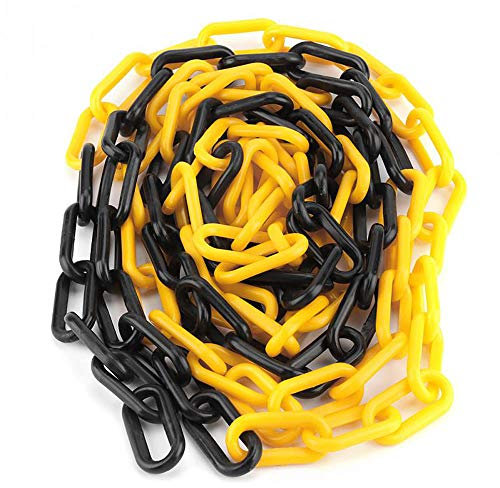 Kunststoff Absperrkette Parkplatz Barriere Straße Kunststoffkette Gefahrenkette Kettenglied Schwarz Rot Weiß Gelb 5 m/8 m/10 m (8 mm x 5 m, schwarz und gelb)