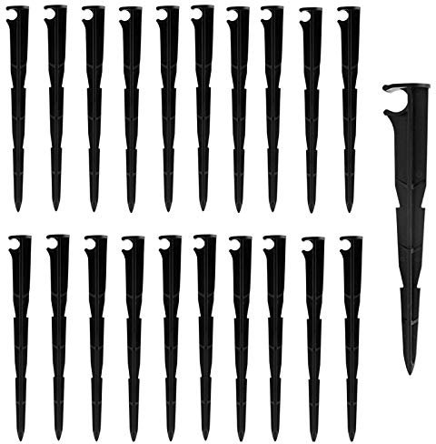 50 Stück Bewässerungs-Tropfstützen, Kalolary 4/7 mm Schlauchschlauchhalter für Gemüsegärten Blumenbeete Pflanzen Bewässerungssystem Werkzeuge Rasen Gartenbedarf (Schwarz, Verdickt)