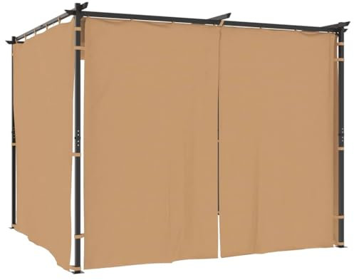 vidaXL Tonnelle avec Rideaux Belvédère de Patio Chapiteau de Jardin Pavillon d'Extérieur Mariage Fête Camping Pique-Nique 3x3 m Taupe Acier