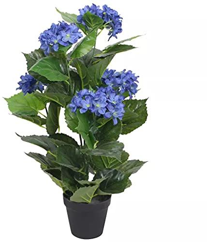 SKM Plante Hortensia Artificielle avec Pot 60 cm Bleu -439
