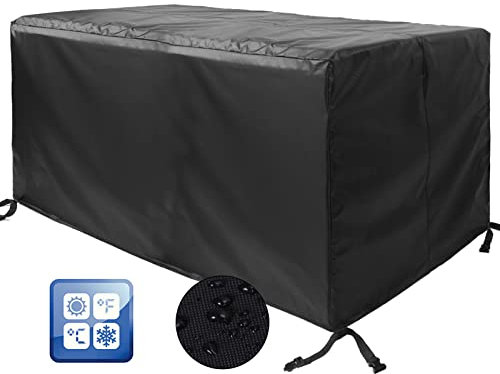 MEEYI Abdeckplane für Gartenmöbel 123x61x72cm, Gartenmöbel Abdeckhaube Gartenmöbel Rechteckig Schutzhulle Gartenmobel Transparent Schutzhille für Gartenmobel Regenschutz,Schwarz
