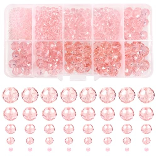 TOAOB 1000pz Perline di Vetro di Cristallo Sfaccettato 2mm a 10mm Rosa | Trasparente Perle Cristallo Ceco, Rondella, per Braccialetti Bigiotteria Collane Gioielli Fai Da Te