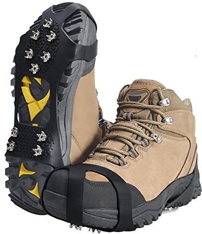 takyu Spikes für Schuhe Winter, Schuhgrödel und Steigeisen für Bergschuhe Edelstahl Schuhkrallen, Schuhspikes für Winter Walking Wandern Bergsteigen Grödel Spikes Schuhe(M:34.5-40.5CM)