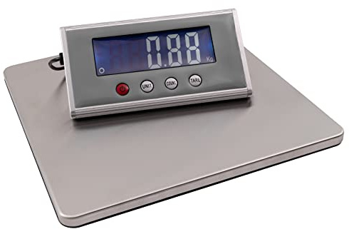 MC POWER - Paketvåg brevvåg | PW-200 | mätområde 200 g – 200 kg, vägningsyta av rostfritt stål (27 x 27 cm), separat display, för nät- och batteridrift