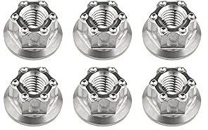 Cfty Sicherungsmutter Titan-Hex-Flanschmuttern Ti M6 M8 M10 M12 M14 M16 Mutter for Motorrad Fahrrad Bike-Zubehör (6 Stück)(Titanium,M16 1.5mm)
