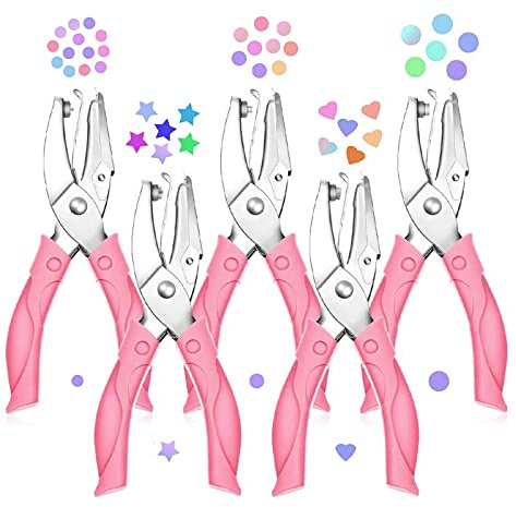 WAIZHIUA 5 Pcs Perforatore a Pinza Singolo Foro, 16x7,5cm Perforatrice Carta Diametro Del Foro 1,5-6mm Capacità 8 Fogli A4 (5 Modelli)