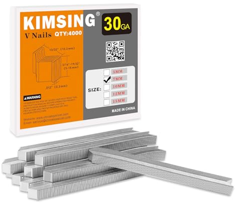 KIMSING Lot de 4000 clous en V de 7 mm pour encadrement de photos | Lot de 4 000 clous en V de 7 mm, compatibles avec cloueuse V1015, assemblage en bois dur, pour cadres et meubles