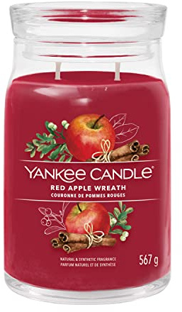 Yankee Candle Signature Duftkerze ; große Kerze mit langer Brenndauer „Red Apple Wreath“ ; Soja-Wachs-Mix ; Perfekte Geschenke für Frauen