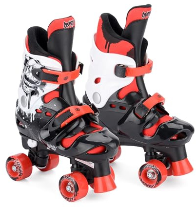 Osprey Roller Skates | for Girls and Boys, Kids Beginners, Adjustable Sizing Quad Skates, 4 Wheel Skates, Durable Safe-Lock Straps, Multiple Designs, Red, UK 10-13