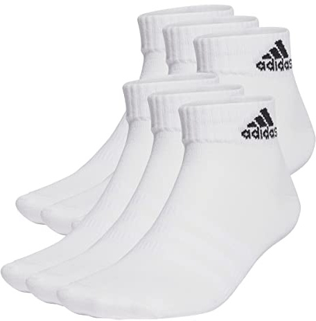 adidas Unisex Thin and Light Sportswear Ankle Socks 6 Pairs, White/Black, 6.5-8