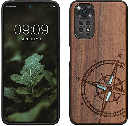 kwmobile Housse Compatible avec Xiaomi Redmi Note 11 / Note 11S Coque - Étui de Protection Rigide Antichoc avec Cadre en TPU - Brun foncé