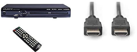 Majestic HDMI-579, Lettore DVD-MPEG 4 con uscita HDMI e ingresso USB, Nero & Digitus AK330114020S Cavo HDMI 3D con Ethernet, Doppia Schermatura, 2 m, 2.0 m, Full HD - HDMI - Tipo A - LW