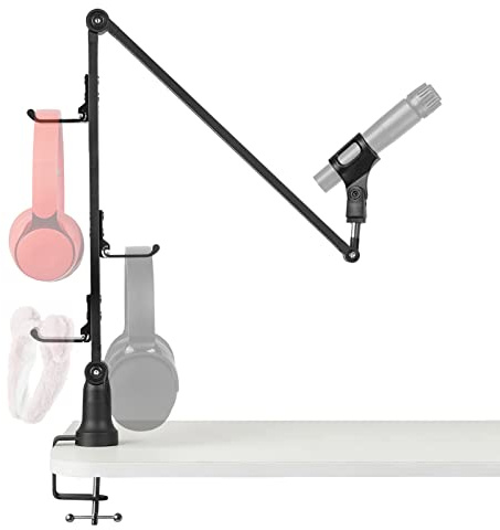Geekria for Creators Mikrofonarm, Mikrofonarm mit Kopfhöreraufhängung, Schwebeständer, Mikrofon-Scherenarm, Tischhalterung, Kompatibel mit Audio-Technica ATR2100x-USB, SAMSON Q2U, Shure SM58