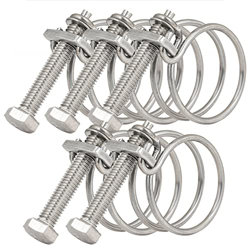 5PCS 70-76mm Adjustable Double Wire Hose Clips Clamp Steel Wire Tube Pipe Clip Screw Assortment Kit Adjustable Double Wire Pipe Clip Hoop Plumbing Fastener