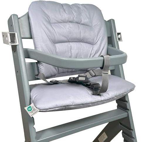 LaLoona Sitzauflage für Safety 1st / Bebeconfort Timba - Grau beschichtet | 2 teiliges Sitzkissen / Hochstuhl Kissen, abwaschbar, OEKOTEX Standard 100, maschinenwaschbar