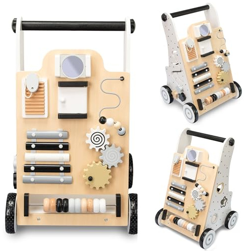 COIL Babywalker Lauflernwagen ab 1 Jahr, Kinderwagen aus Holz, Lernlaufwagen Lernspielzeug, ab 12 Monaten - Lauflernwagen Baby, Gehhilfe Baby