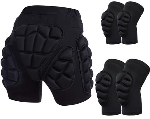 LAEMILIA 3D Snowboard Schutz Shorts Hüftpolster Schutzhosen für Hüfte, Po und Steißbein 3D Gepolstert Schutz Gear Knieschützer Armlinge Ellenbogenpad für Snowboarden Skifahren Skating (L)