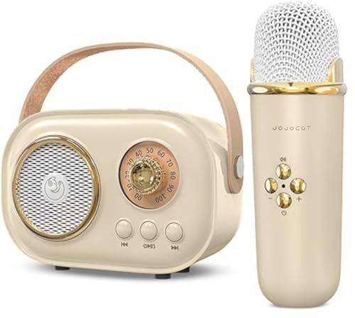 JOJOCUT - Mini altoparlante portatile Bluetooth senza fili con microfono karaoke, scheda SD, batteria ricaricabile a lunga autonomia, altoparlante microfono, ideale per festa regalo ragazza ragazzo