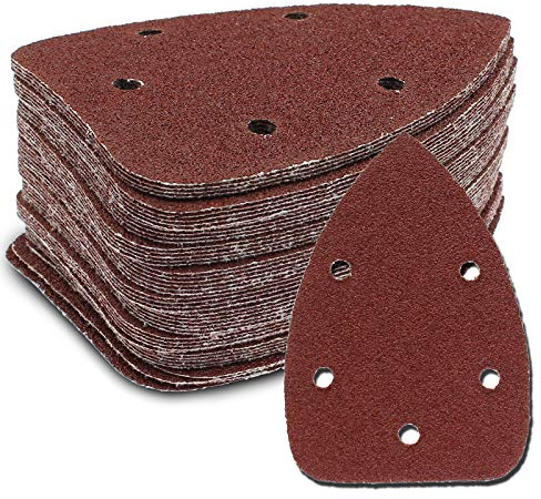 Cjueiom Mouse Sander Sandpaper, 40 Grit, 140mm | 50 Pcs, 5 Hole, Hook and Loop, Sander Pads