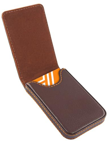 BcxPeef Visitenkartenetui mit Premium PU Leder/Edelstahl für Damen und Herren, E - Kaffee, Classic