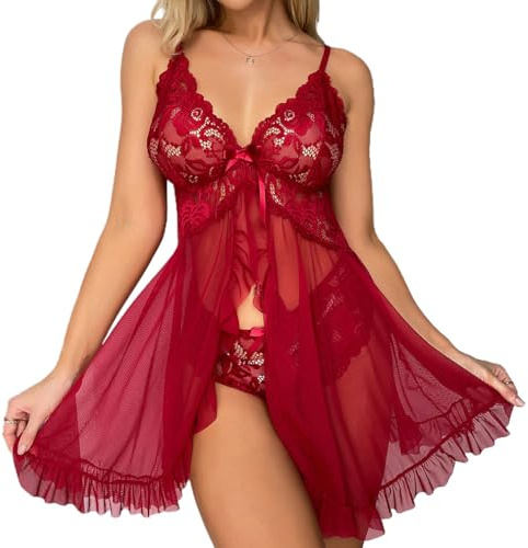 Conjunto Lencería Mujer Encaje Ropa de Dormir Mujer Lingerie Bordado Ropa Interior Mujeres Ropa Interior Conjunto Sexy Lencería Sujetador con Tiras Picardias Lencería Correas